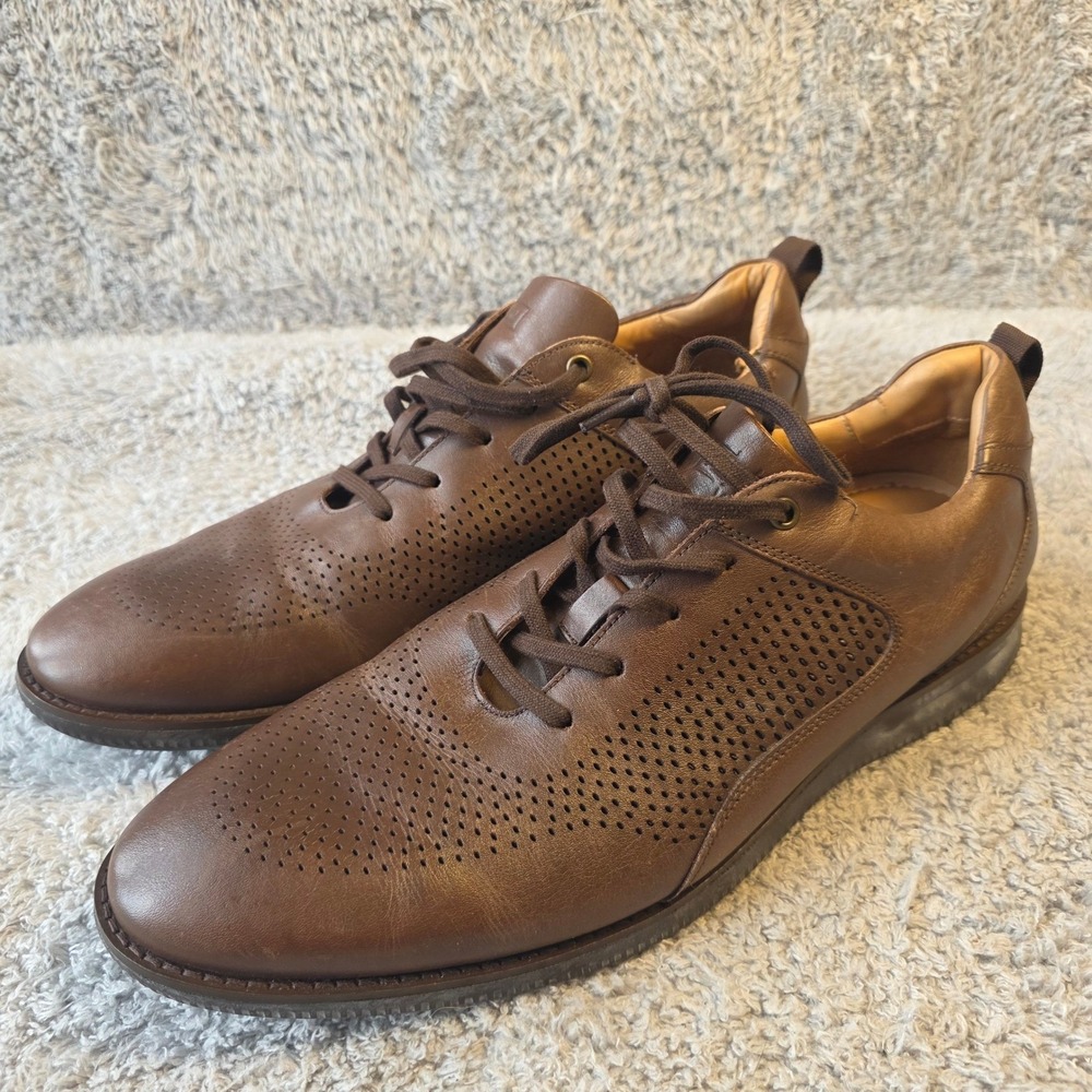 Flag Ltd. Nappa Glove‎ Leather Dress Shoes Brown Perforated Lace Up Mens 13M NEW